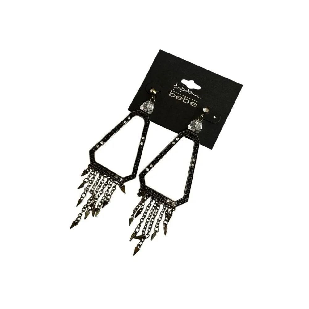 Kim Kardashian Bebe Triangle Fringe Earrings